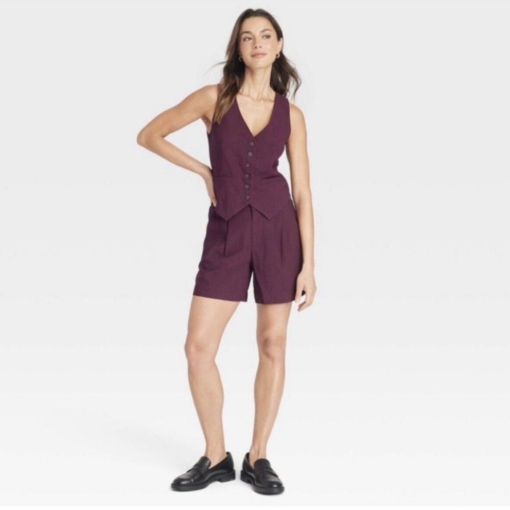 A New Day - Women’s Tailored Vest Burgundy Size - Picture 2 of 7